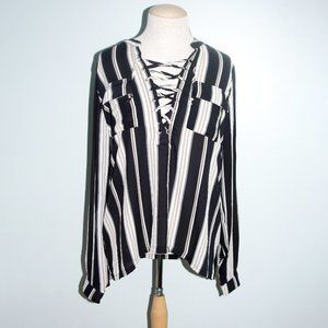 Rue 21 Long Sleeve Lace Up Blouse